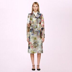 ERDEM Charlotta Multicolor Semi-Sheer Floral Trench Coat